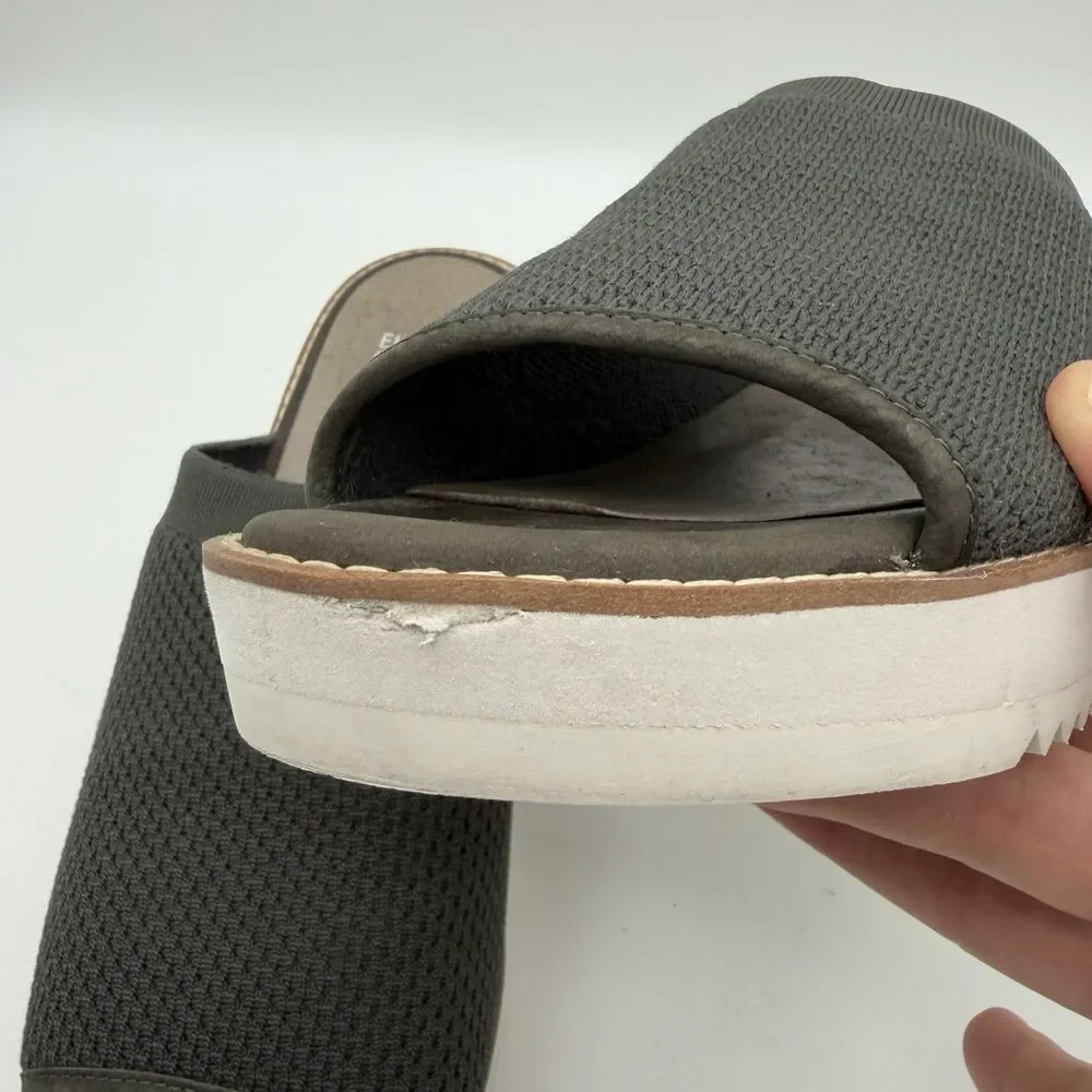 Eileen Fisher Telly Stretch Gray Knit Platform Wedge Sandals Mules Women’s 10
